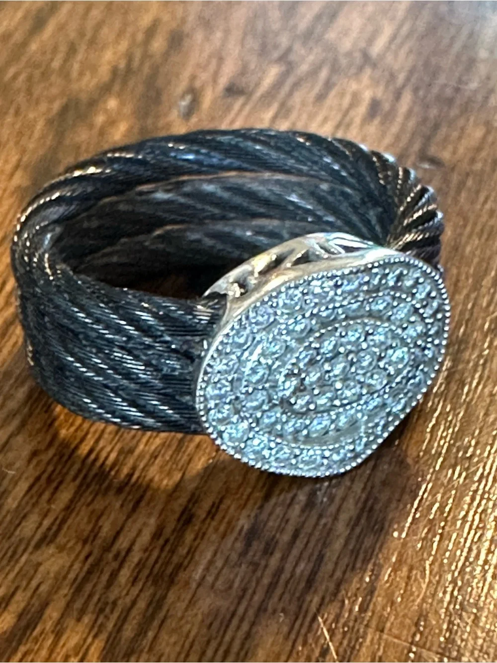 Charriol Diamond / 18K Gold Black Steel Ring